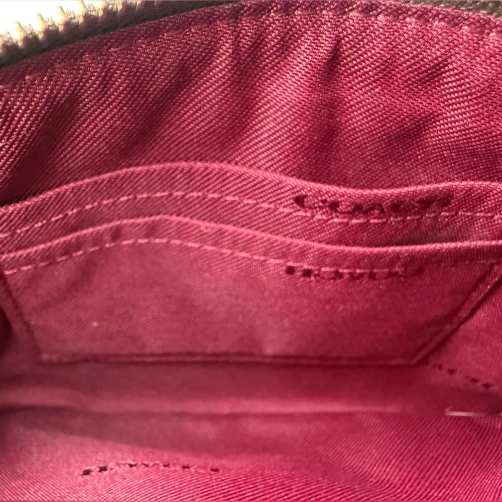 EUC Coach Holiday Rexy Ski Signature Brown Wristlet with Green Dinosaur Design - Picture 6 of 7